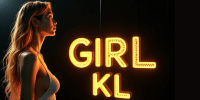 Woman in profile next to a bright neon sign reading "GIRL KL".
