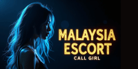 Malaysia escort call girl advertisement with a woman's silhouette against a blue background.